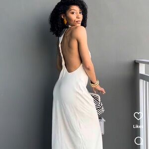 Zara blogger Elegant White Backless Dress